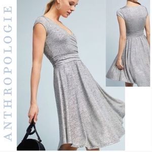 NWT Anthro Maeve Tamera Surplice Metallic Midi Dress in Silver Size: M